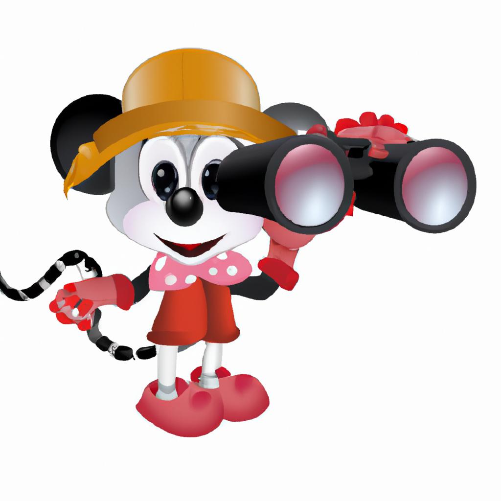 Get ready for an adventure with Minnie Mouse Safari PNG and her trusty binoculars.