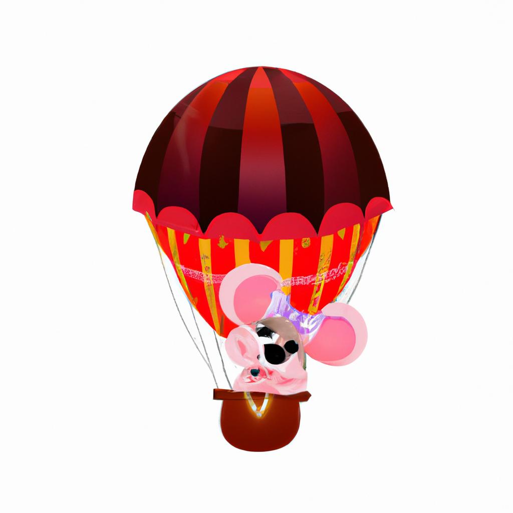 Take a safari to new heights with Minnie Mouse in a hot air balloon PNG image.