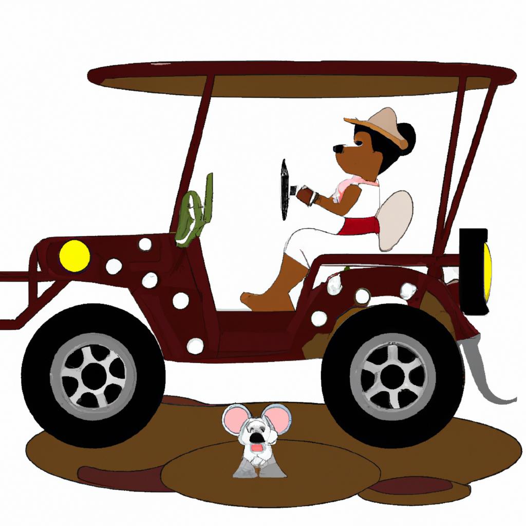 Join Minnie Mouse on a safari adventure with this PNG image featuring a safari vehicle.