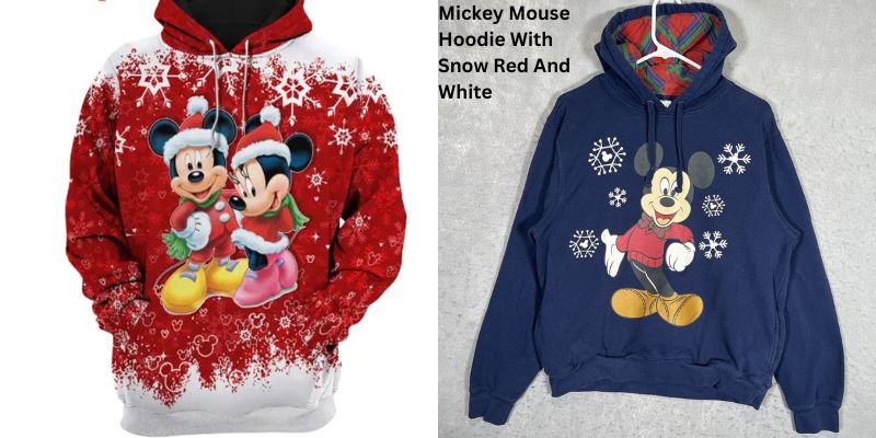 Mickey Mouse Hoodie With Snow Red And White