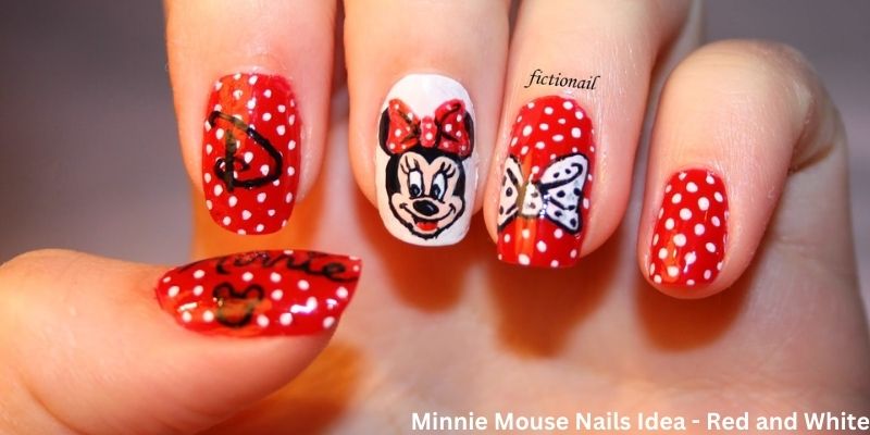 Minnie Mouse Nails Idea - Red and White