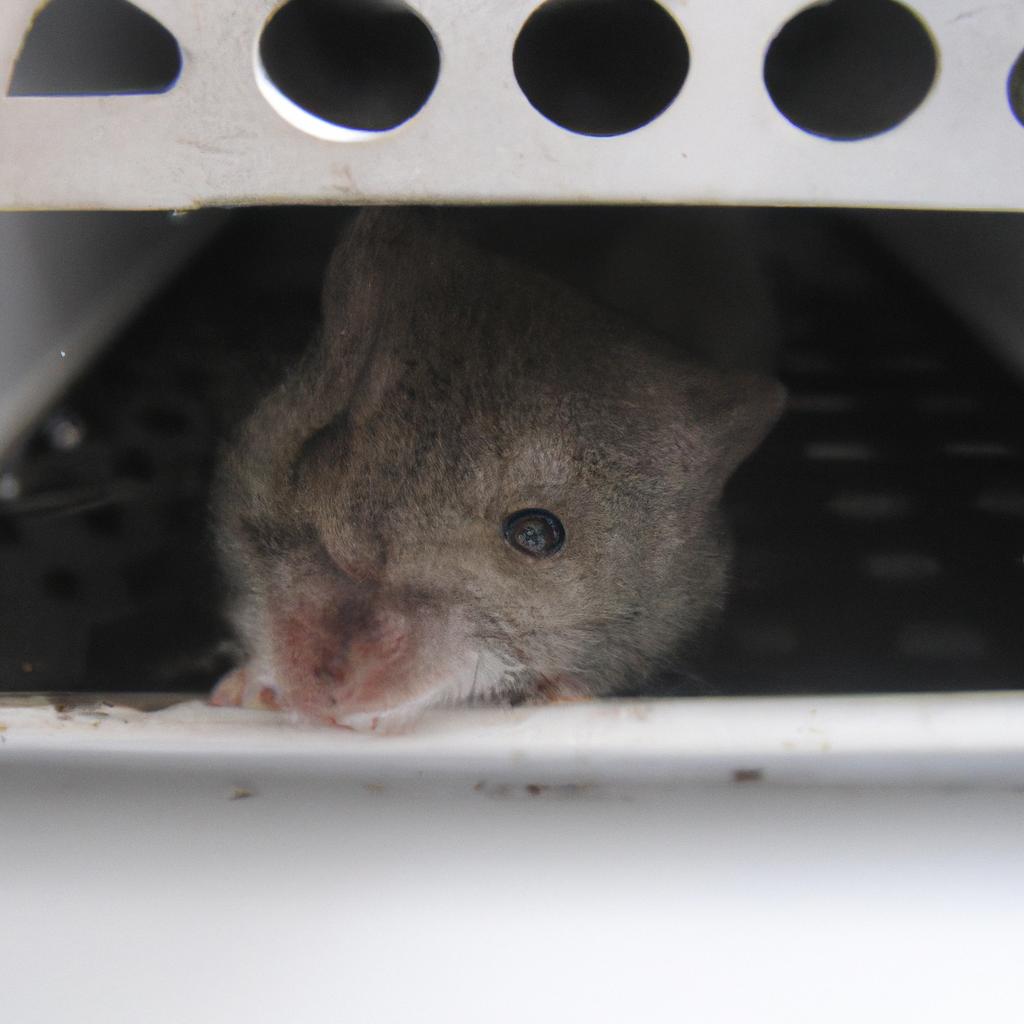 A mouse caught in an air vent due to the absence of a mouse proof cover
