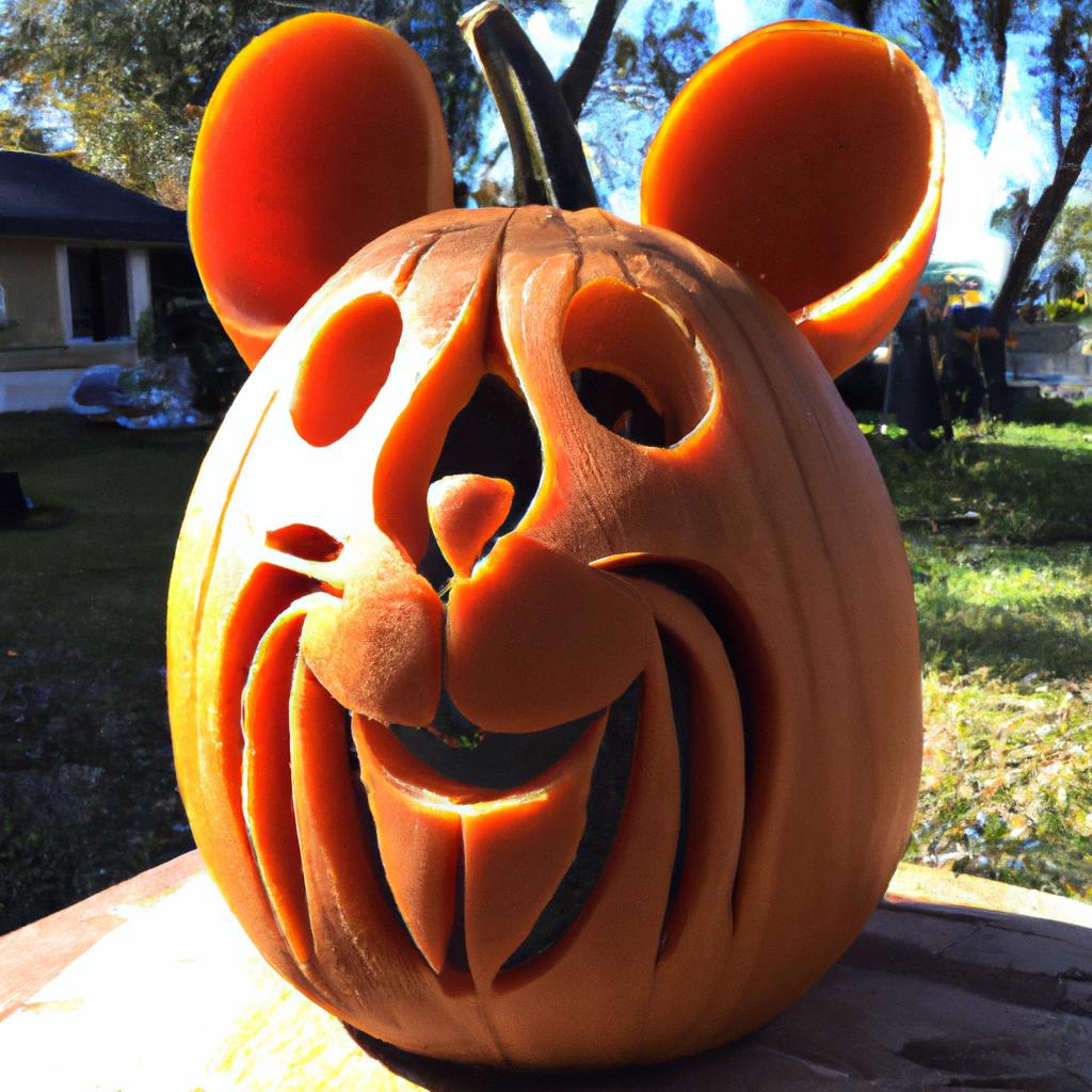 Carved Mickey Mouse Pumpkin