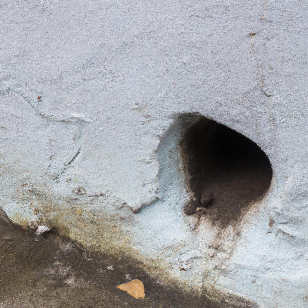 Rat holes can be identified by their larger size and rough edges.