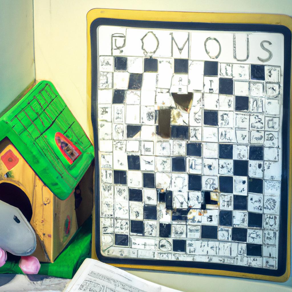 The mouse house looks warm and inviting with the crossword puzzle on the wall