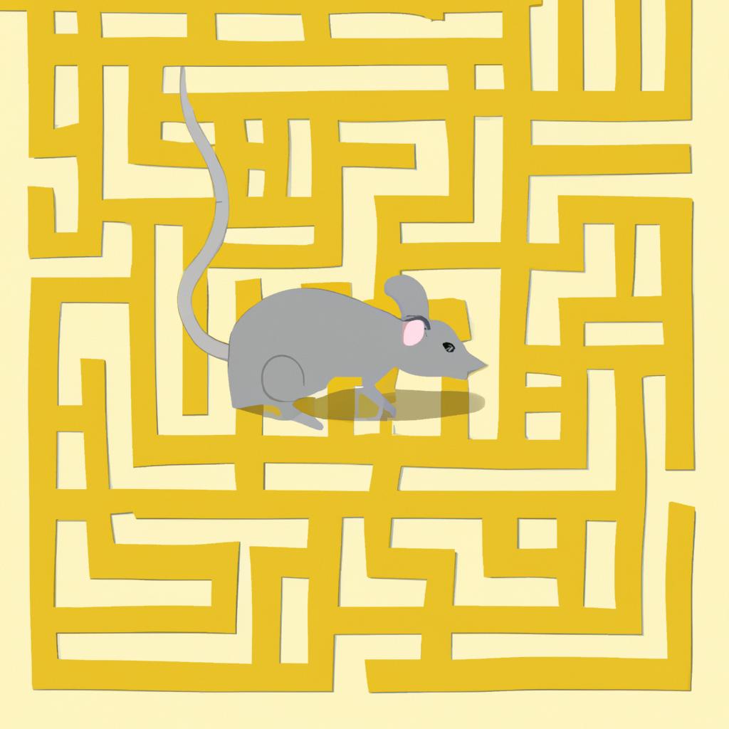 A grey mouse searching for a way out