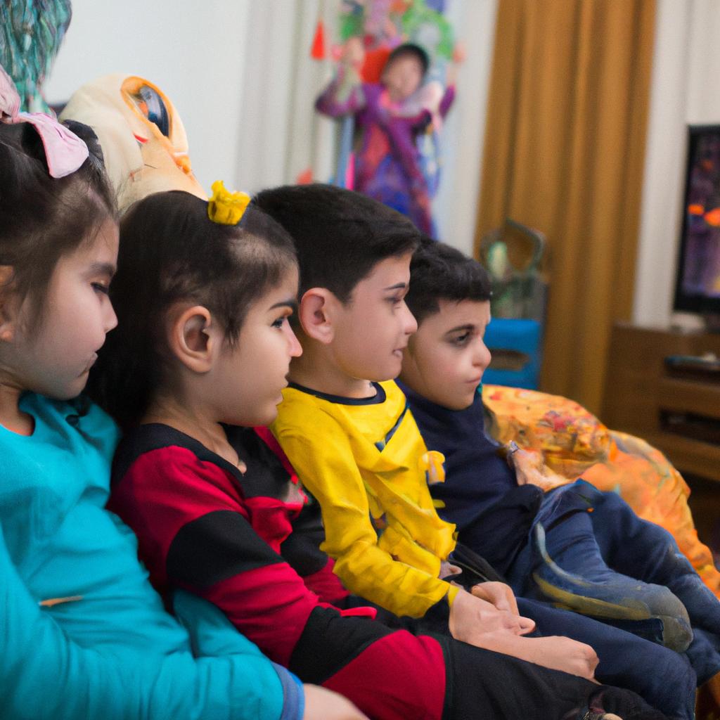 Iranian children enjoying a cartoon despite the ban.