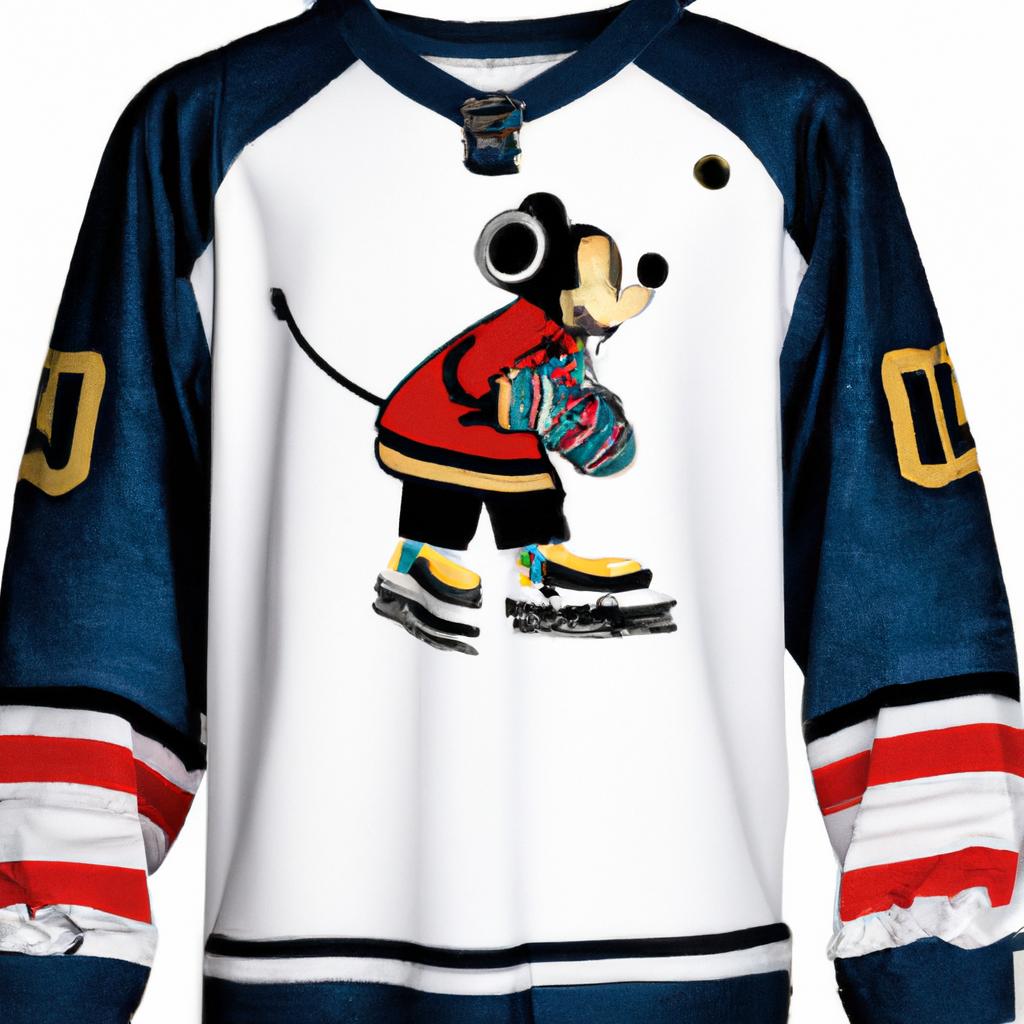 Limited edition Mickey Mouse hockey jersey with unique design elements