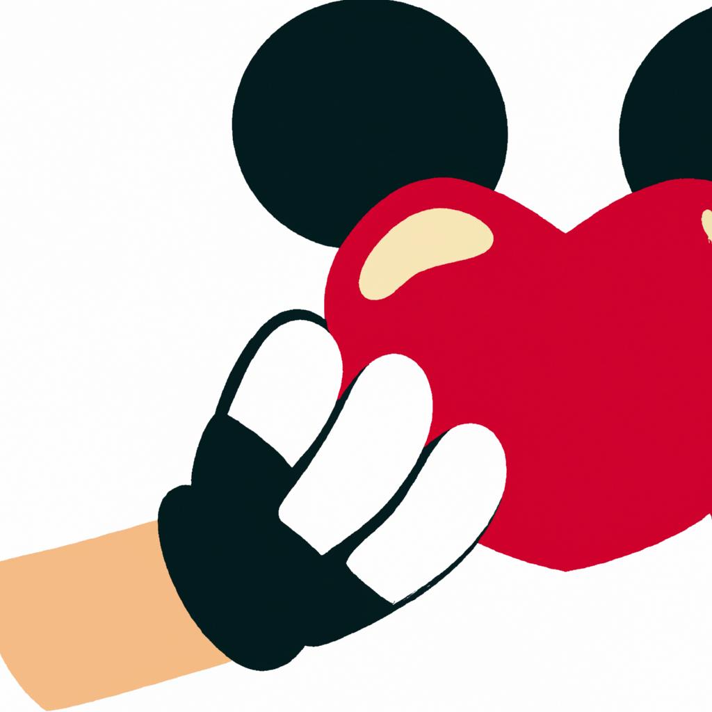 Mickey Mouse hand PNG holding a heart