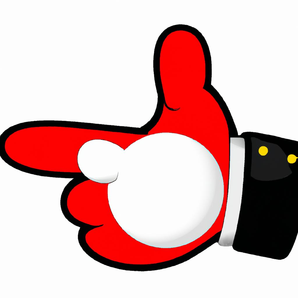 Mickey Mouse hand PNG with red glove and white buttons