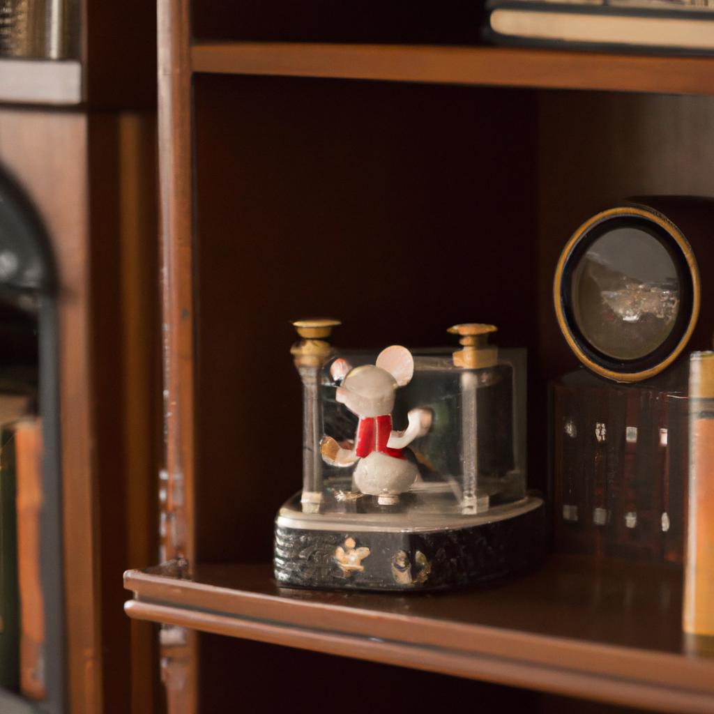 This Mickey Mouse music box adds a touch of whimsy to any cozy living room