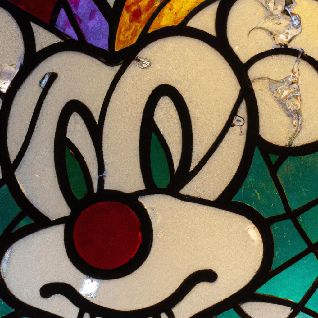 Mickey Mouse stained glass art close-up