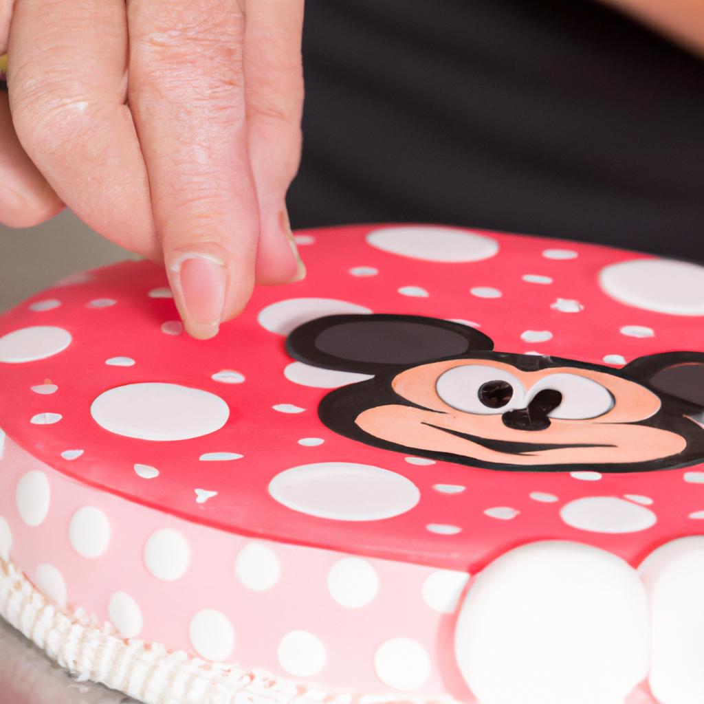 Watch as this skilled baker creates a flawless finish with a Minnie Mouse edible image