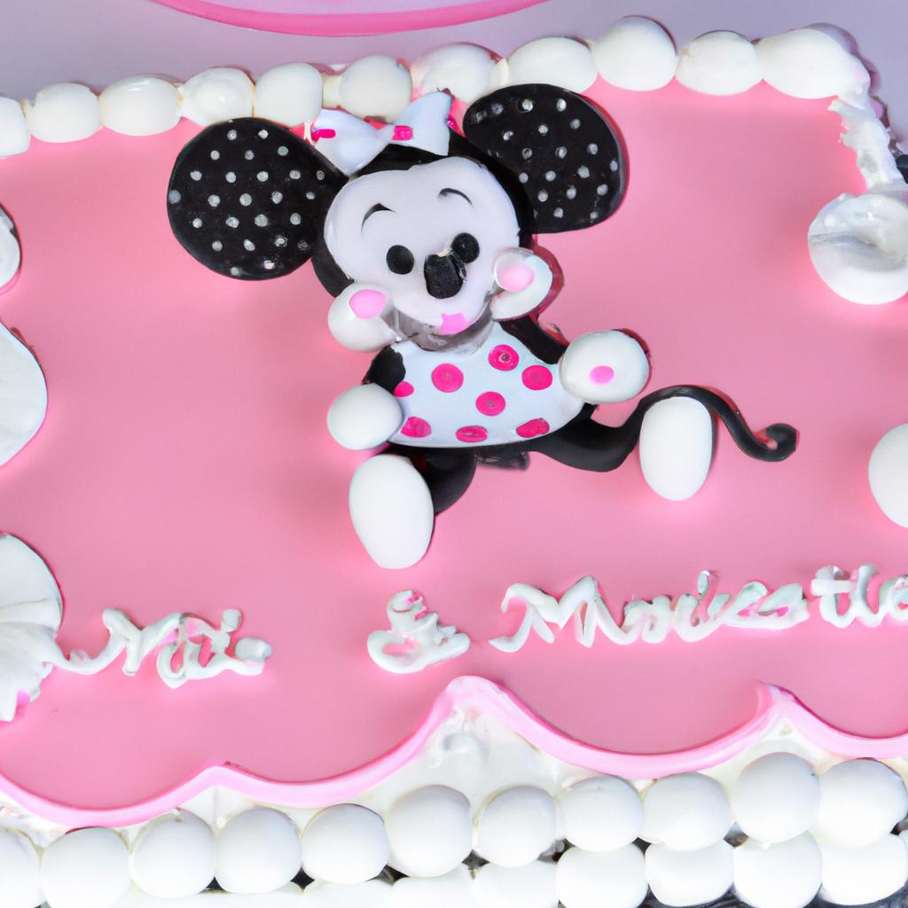 Celebrate the arrival of a new little one with this Minnie Mouse sheet cake!