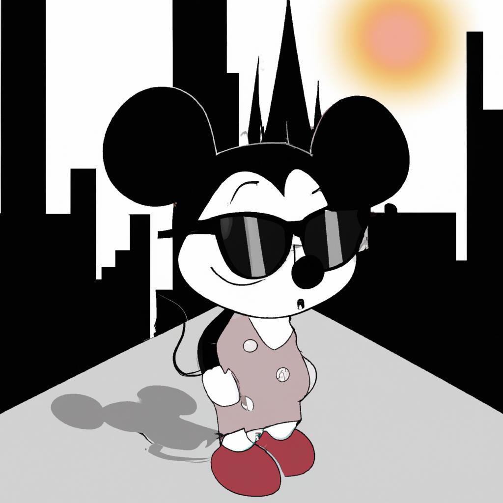 Minnie Mouse taking in the sights of the city