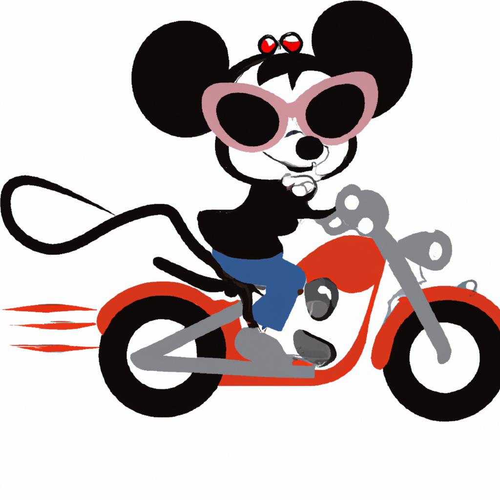Minnie Mouse feeling adventurous on her motorcycle