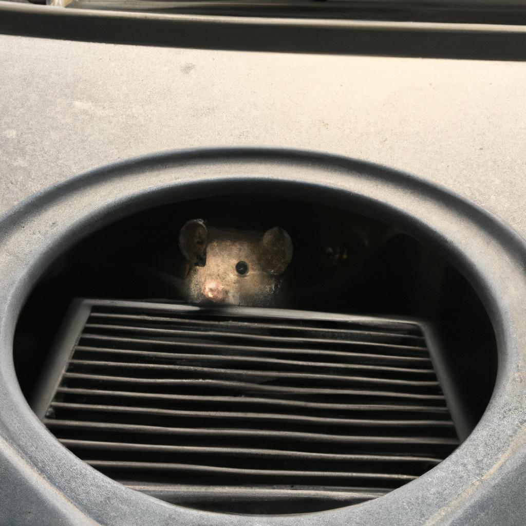 A mouse hiding in a car air filter