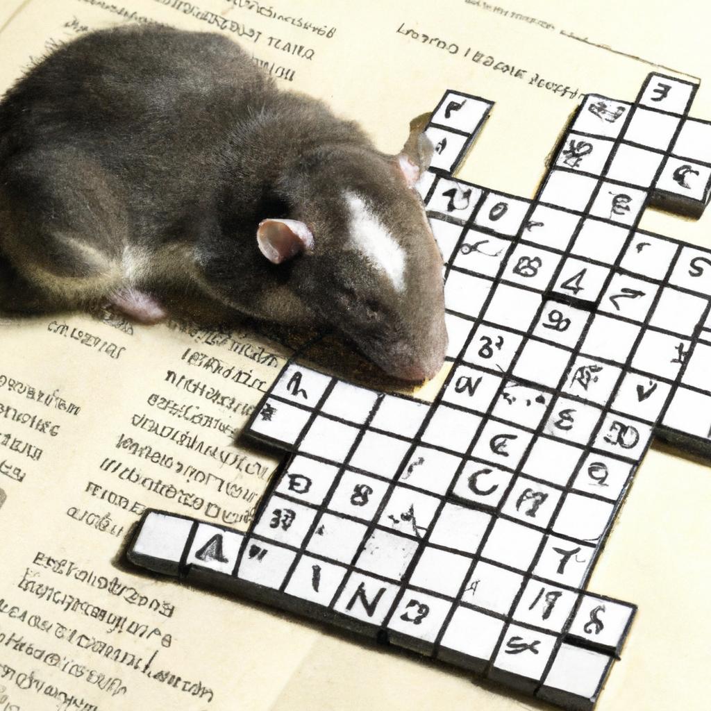 The mouse seems to have dozed off while solving the crossword puzzle
