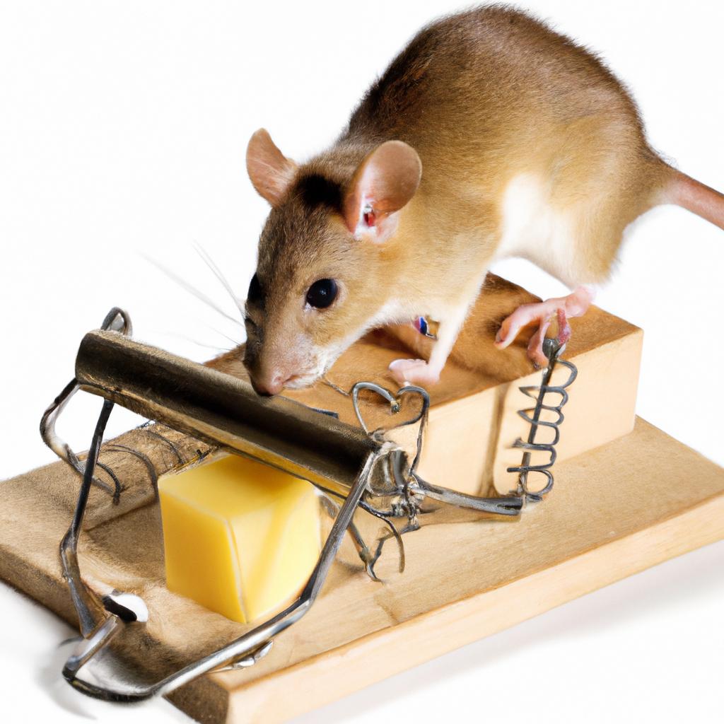 A mouse takes a risk for a piece of cheese