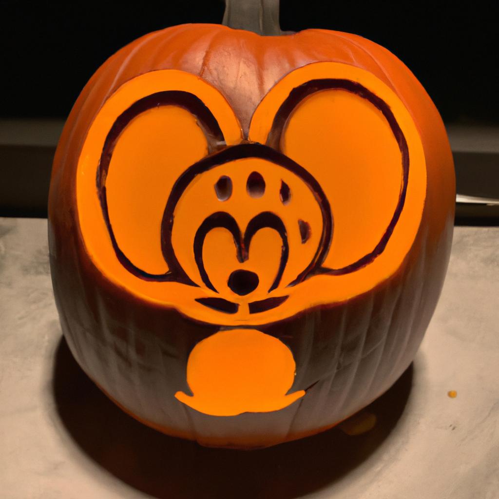 A Mickey Mouse pumpkin carving that is sure to impress your Halloween guests