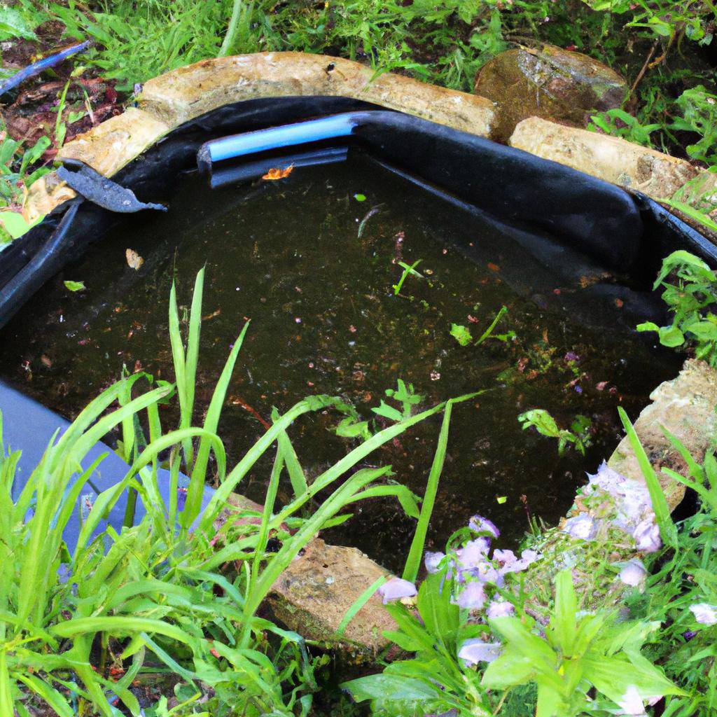 This outdoor pond is the perfect place for pet frogs to swim and play.