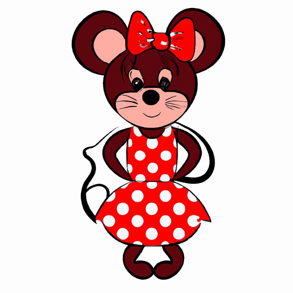 Add a touch of classic Disney magic with this red Minnie Mouse clipart featuring her iconic polka dot dress and bow.