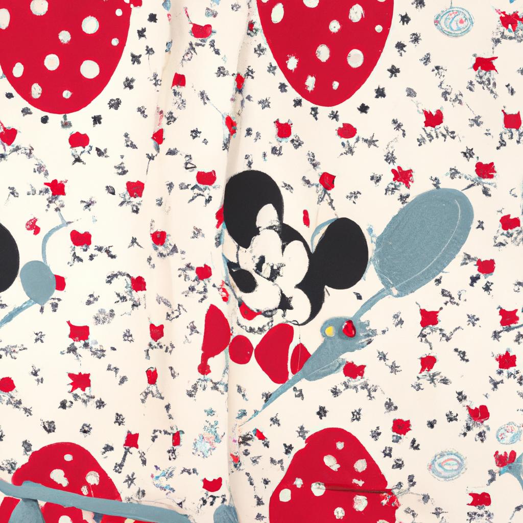 Add a touch of nostalgia to your home with this retro Mickey Mouse fabric, perfect for throw pillows and curtains