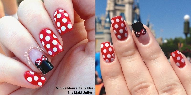 Minnie Mouse Nails Idea - The Maid Uniform